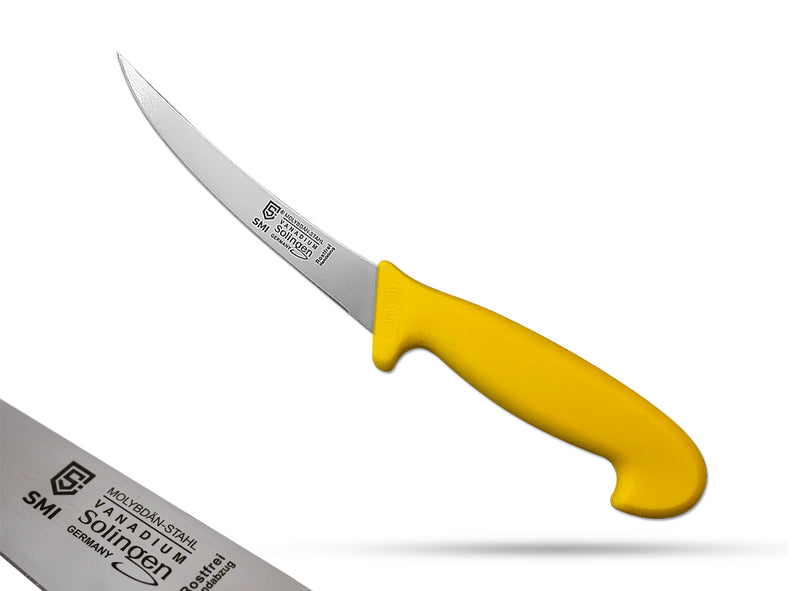 SMI Solingen Ausbeinmesser gebogen Flexibel 6 Zoll Fleischmesser Metzgermesser Edelstahl Klinge - Hergestellt in Deutschland
