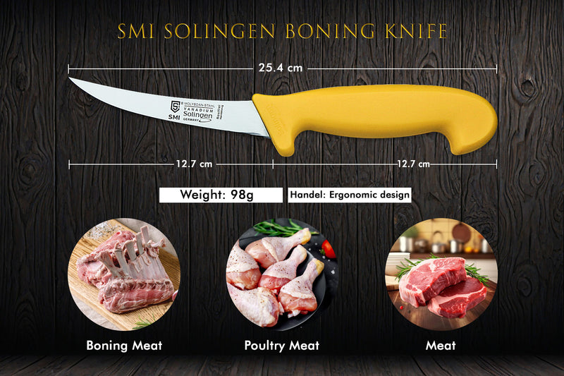 SMI - 5 Zoll Ausbeinmesser Solingen Metzgermesser Profi Fleischmesser Edelstahl - 2 Stück