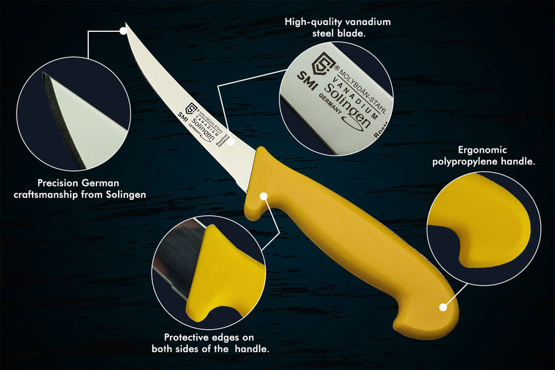 SMI - 5 Zoll Ausbeinmesser Solingen Metzgermesser Profi Fleischmesser Edelstahl - 2 Stück