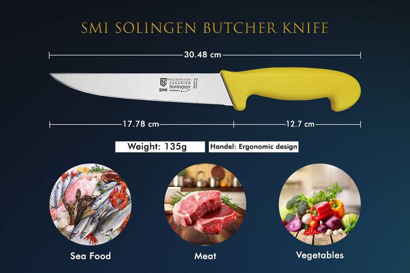 SMI 7 Zoll Kochmesser Solingen Metzgermesser Fleischmesser Stechmesser Schlachtmesser Edelstahl Klinge