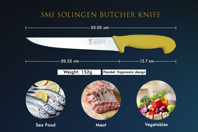 SMI - 8 zoll Metzgermesser Profi Solingen Schlachtmesser Stechmesser Kochmesser Fleischmesser Küchenmesser Rostfrei Stahl