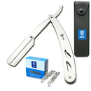 SMI Rasiermesser mit Wechselklinge Edelstahl Rasiermesser Herren Barber Rasierer Bart Rasierer Rasier Messer Bartmesser mit 100 Derby Klingen + Etui