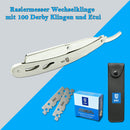 SMI Rasiermesser mit Wechselklinge Edelstahl Rasiermesser Herren Barber Rasierer Bart Rasierer Rasier Messer Bartmesser mit 100 Derby Klingen + Etui