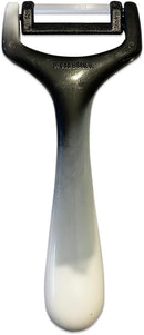 SMI Solingen Sparschäler 15,5 cm, Kartoffelschäler, Gemüseschäler, Edelstahlklinge, Ergonomischer Griff für Linkshänder und Rechtshänder, Schwarz/Weiß, Ideal für Obst und Gemüse