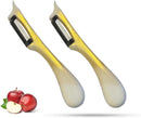 SMI Sparschäler Solingen Kartoffelschäler, Gemüseschäler, Universalschäler, Küchenschäler, Gold-Weiß – 2 tlg, Rechts- und Linkshänder nach Klingen wechseln, Präzises Schälen
