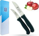 SMI 2er Set Schälmesser Solingen - Kleine kneipchen messer, Gemüsemesser & Obstmesser, gebogen und gerade, Made in Germany, Edelstahl Klingen, Premium Küchenmesser