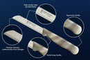 SMI 12-tlg Solingen Messer Set Gemüsemesser Schälmesser Obstmesser Küchenmesser Allzweckmesser Wellenschliff Germany Messer - Grau-Weiß