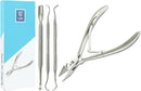 SMI 4 tlg Eckenzange Eckennagelzange Nagelzange für eingewachsene Nägel Fußpflege Set Nagelhautschieber Eckenheber Eckenheber Exkavator Profi Edelstahl