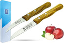 SMI 2-tlg Solingen Küchenmesser Set – Olivenholz Schälmesser, gebogenes und gerades Gemüsemesser & Obstmesser, Kleine kneipchen messer & Allzweckmesser, nicht spülmaschinenfest
