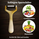 SMI Solingen Sparschäler 15,5 cm 3er Set, Kartoffelschäler, Gemüseschäler, Edelstahlklinge, Ergonomischer Griff für Linkshänder und Rechtshänder, Gold/Weiß, Langlebig & Rostfrei
