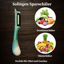 SMI 2-tlg Sparschäler Solingen Kartoffelschäler, Gemüseschäler, Universalschäler, Küchenschäler, Grün-Weiß – Rechts- und Linkshänder nach Klingen wechseln, Präzises Schälen
