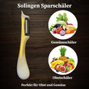 SMI Sparschäler Solingen Kartoffelschäler, Gemüseschäler, Universalschäler, Küchenschäler, Gold-Weiß – Rechts- und Linkshänder nach Klingen wechseln, Präzises Schälen