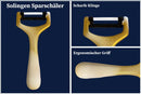 SMI Solingen Sparschäler 15,5 cm 3er Set, Kartoffelschäler, Gemüseschäler, Edelstahlklinge, Ergonomischer Griff für Linkshänder und Rechtshänder, Gold/Weiß, Langlebig & Rostfrei