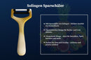 SMI Solingen Sparschäler 15,5 cm, Kartoffelschäler, Gemüseschäler, Edelstahlklinge, Ergonomischer Griff für Linkshänder und Rechtshänder, Gold/Weiß, Ideal für Obst und Gemüse, Langlebig & Rostfrei