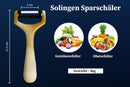 SMI Solingen Sparschäler 15,5 cm, Kartoffelschäler, Gemüseschäler, Edelstahlklinge, Ergonomischer Griff für Linkshänder und Rechtshänder, Gold/Weiß, Ideal für Obst und Gemüse, Langlebig & Rostfrei