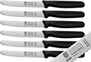 SMI 6-teiliges Frühstücksmesser Set Solingen Brötchenmesser Wellenschliff Tomatenmesser Küchenmesser Schwarz Made in Germany (6 Stück)