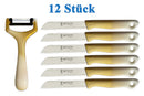 SMI Solingen 12-tlg Schälmesser Set – Schälmesser, Sparschäler, Gemüsemesser, Obstmesser & Küchenmesser mit Wellenschliff, Gold-Weiß