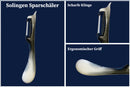 Schälmesser Solingen 12-tlg Schälmesser mit Sparschäler Gemüsemesser Obstmesser Wellenschliff, Rechts- und Linkshänder nach klingen wechseln