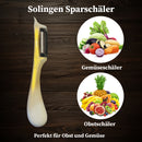 SMI Solingen 12-tlg Schälmesser Set – Schälmesser, Sparschäler, Gemüsemesser, Obstmesser & Küchenmesser mit Wellenschliff, Gold-Weiß