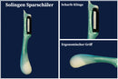 SMI Solingen 12-tlg Schälmesser Set – Obstmesser & Gemüsemesser mit Wellenschliff, Sparschäler, Wechselbare Klinge für Rechts- und Linkshänder