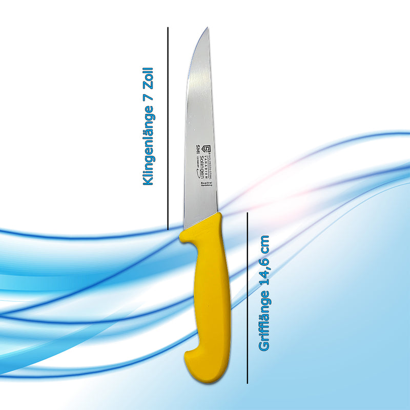 SMI 6 Stück Küchenmesser Set | Solingen Metzgermesser | Kochmesser | Fleischermesser | Wetzstahl Ausbeinmesser |  Edelstahl Schlachtermesser - Made in Germany