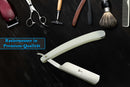 SMI Rasiermesser mit Gerader Kante Traditionell Rasiermesser Herren Barber Rasierer Bart Rasierer Rasier Messer Bartmesser mit Etui - weiße
