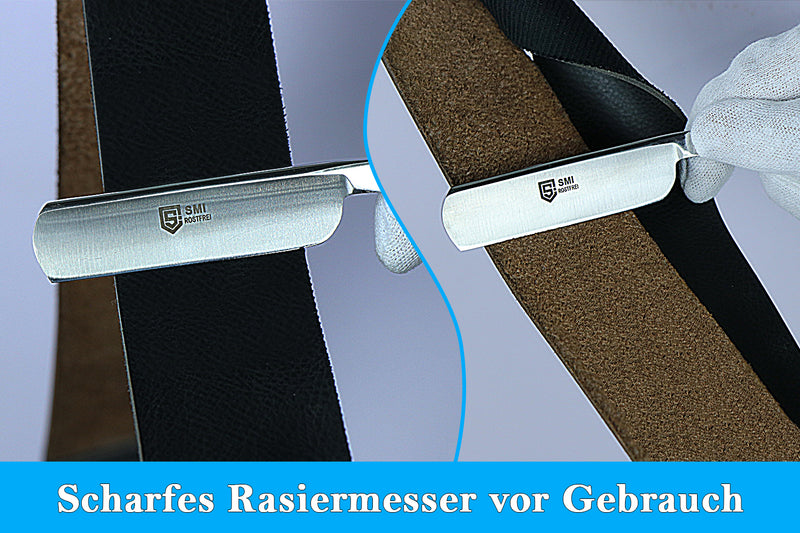 SMI Rasiermesser mit Gerader Kante Traditionell Rasiermesser Herren Barber Rasierer Bart Rasierer Rasier Messer Bartmesser mit Etui - weiße