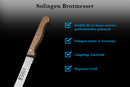 SMI Solingen Brotmesser 20 cm Wellenschliff Brötchenmesser Buchenholz Messer - Made in Germany